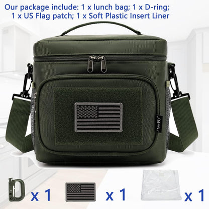 FlowFly Lunch Bag, Insulated Cooler, Thermal Lunch Box Tote with MOLLE/PALS Webbing, Adjustable Padded Shoulder Strap, for Tactical Men Women Adults and Boys Girls Kids (Cyan, Medium)
