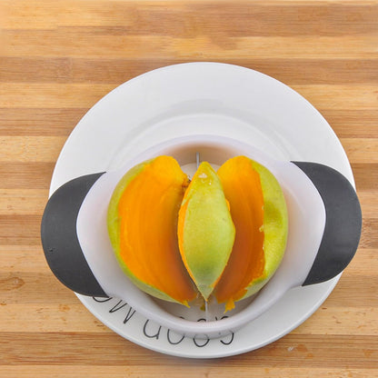 Mango Slicer,Mango Splitter, Peeler & Pit Remover Tool - Mango Cutter with Stainless Steel Microblades - Dishwasher-Safe Fruit Slicer (White)