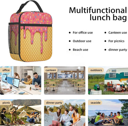Rainbow Leopard Lunch Box Thermal Cooler Bento Tote Bags Portable Insulated Lunch Bag for Girls Teens, Kids Lunch Bags for School Beach Picnic Travel