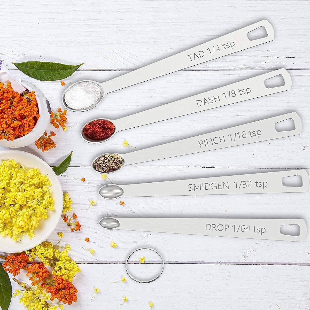 21 Pcs Stainless Steel Measuring Cups and Spoons Set, Wildone Stackable Metal Measuring Cups and Spoons for Cooking & Baking, Includes 7 Cups, 9 Spoons and 5 Mini Spoons（Black）