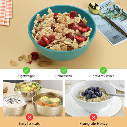 Wheat Straw Bowl Sets,8 PCS Unbreakable Cereal Bowl 26 OZ,Microwave and Dishwasher Safe Bowls,Bowl Sets for Camping and Picnic BPA Free Colorful Salad Bowls for Serving Soup,Oatmeal and Fruit Etc…