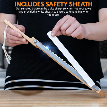 Adjustable Bread Knife for Homemade Bread with 1/2" and 1" Thickness Guides