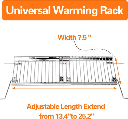 Utheer 2-Pack Griddle Warming Rack for Blackstone 28" Griddles, Stainless Steel Flat Top Grill Accessories | Reversible Rack Adds Prep Space, Foldable Clip-On Design Expands Cooking & Holding Area