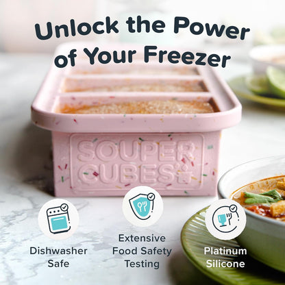 Souper Cubes 1 Cup Silicone Freezer Molds - Soup Cubes Perfect for Freezing Broth, Rice, Leftovers and More - Silicone Freezer Trays with Lids for Meal Prep - Aqua - 1-Pack