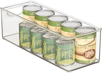 mDesign Plastic Stackable Kitchen Organizer - Storage Bin with Handles for Refrigerator, Freezer, Cabinet, and Pantry Shelves Organization - Food Container - Clear