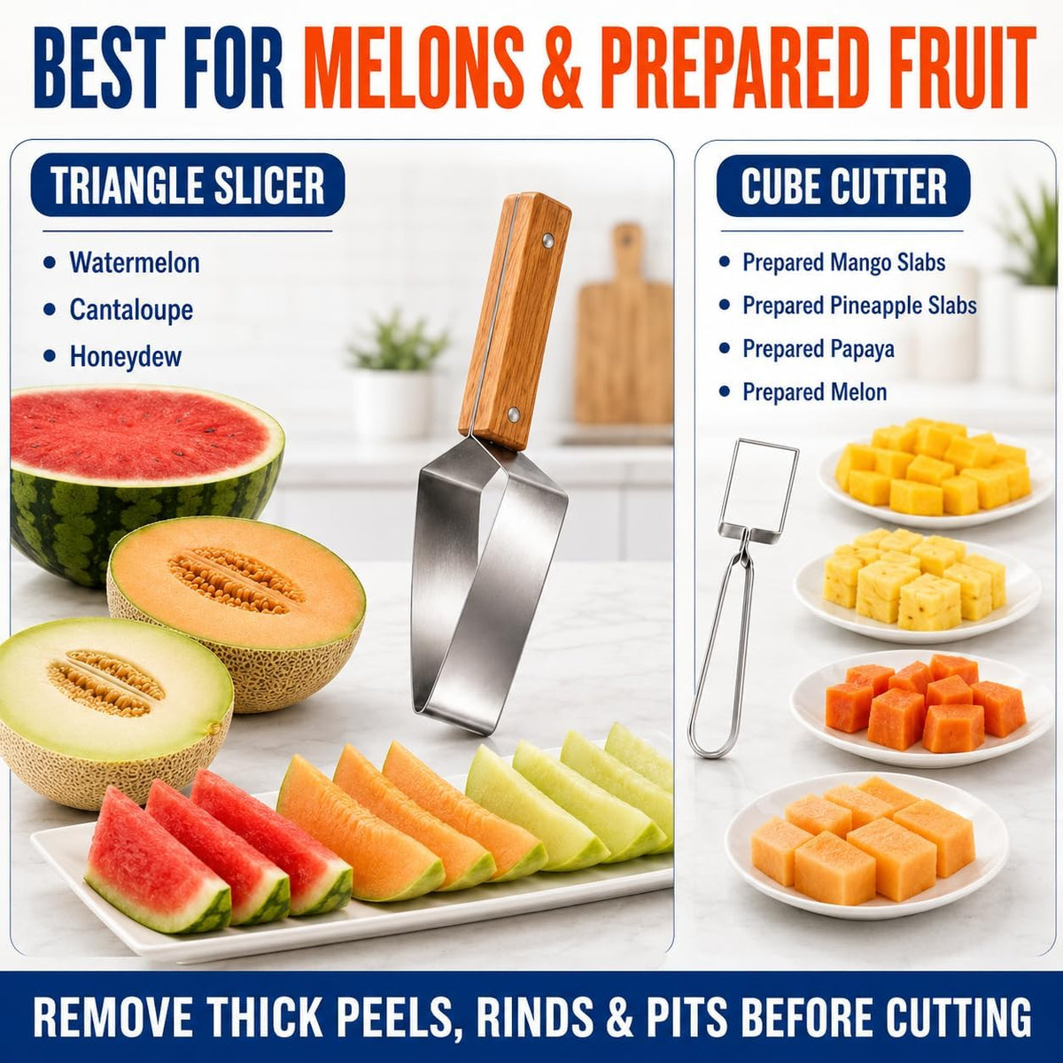 Limited Edition 2026 2-in-1 Fruit Cutter Set, Triangle Slicer & Cube Dicer