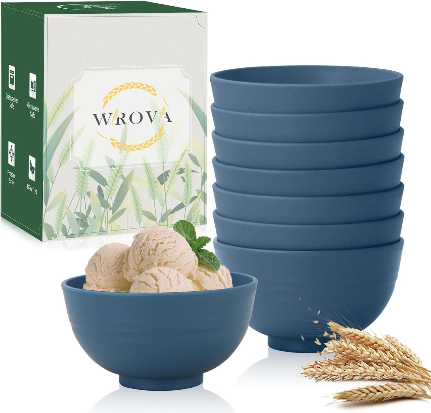 Wheat Straw Bowl Sets,8 PCS Unbreakable Cereal Bowl 26 OZ,Microwave and Dishwasher Safe Bowls,Bowl Sets for Camping and Picnic BPA Free Colorful Salad Bowls for Serving Soup,Oatmeal and Fruit Etc…