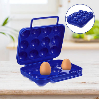 Yardwe 2pcs 12 Egg Container Outdoor Camping Egg Holder Portable Eggs Carrier with Handle Egg Storage Box for Outdoor Picnic Home Fridge Refrigerator Blue