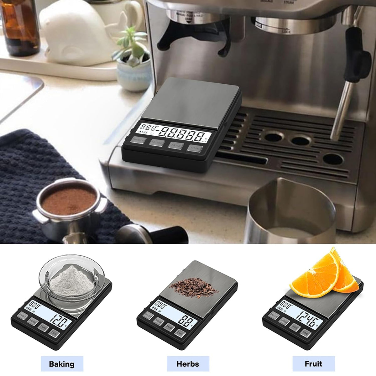 WEIGHTMAN Espresso Scale with Timer 1000g x 0.1g, Small Thin Coffee Scale
