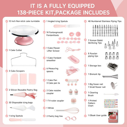 Aluminum Cake Decorating Kit, Baking Supplies Tools for Beginners & Pros