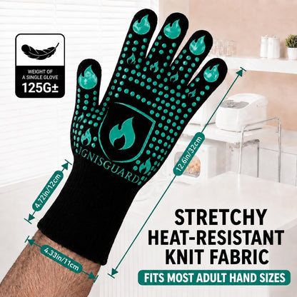 BBQ & Grill Gloves, Oven Gloves Heat Resistant, 1 Pair, Red (L)