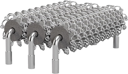 HOUSE AGAIN Grill Brush Bristle Free, 304 Stainless Steel Food-Grade Brush Head with Scraper, Safe BBQ Outdoor Grill Cleaning Brush Strong Barbecue Brush Cleaner Non Wire for Grill Grate/Wooden Handle