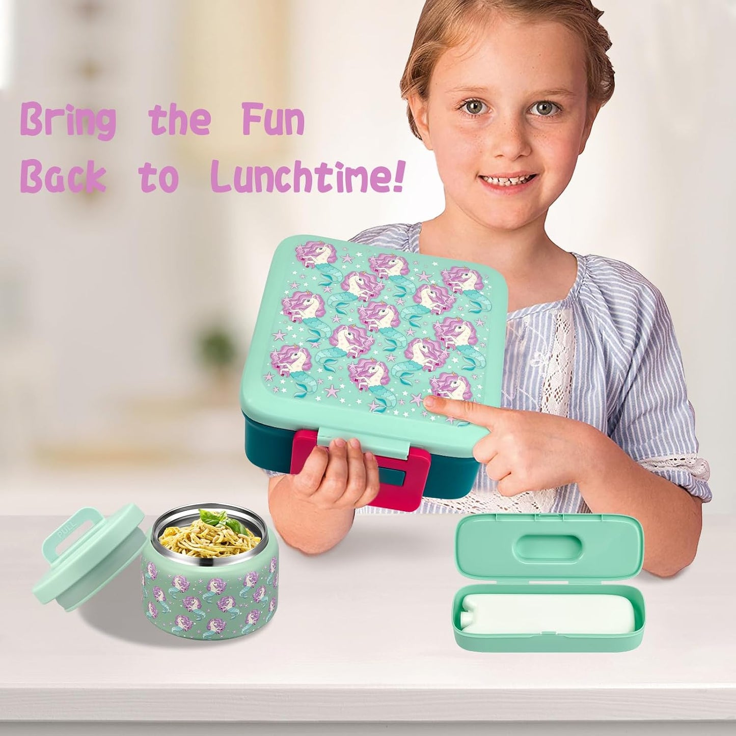 JXXM Bento Lunch Box for Kids With 8oz Soup thermo,Leak-proof Lunch Containers with 5 Compartment,thermo Food Jar and Lunch Bag, Food Containers for School (A-Blue(Extreme Locomotive))