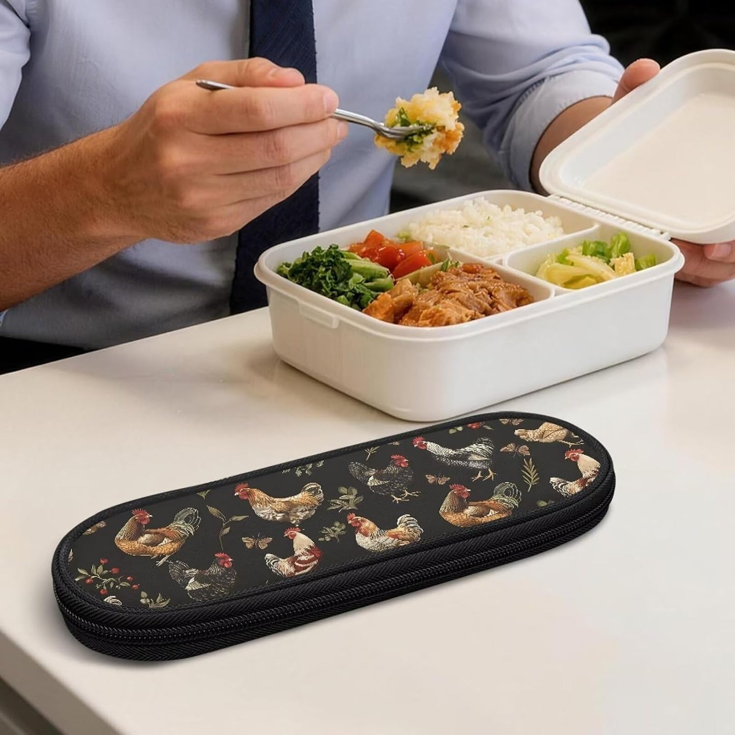 Travel Cutlery Set with Case for Kids Portable Utensil Case Reusable Silverware Pouch for School Travel Lunch Capybara Flower