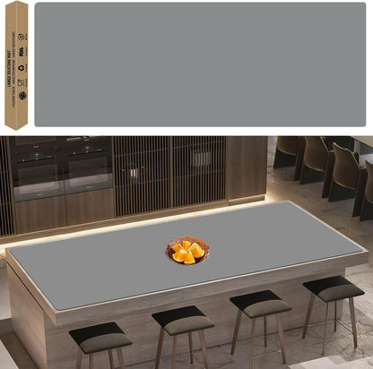 Super Large Silicone Mat, 120"x24" Silicone Mats for Kitchen Counter, Non-slip Heat Resistant Mat,Thicken Kitchen Counter Mat, Waterproof Countertop Protector for Craft (Black)