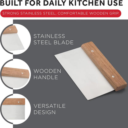 Winco Stainless Steel Dough Scraper with Wood Handle