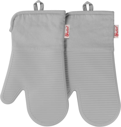 Yutat Silicone Oven Mitts - Oven Mitts and Pot Holders Sets Made of Non-Slip & BPA-Free Silicone, High Heat Resistant 500 Degrees, Perfect for Kitchen Cooking Baking BBQ, Peak Green