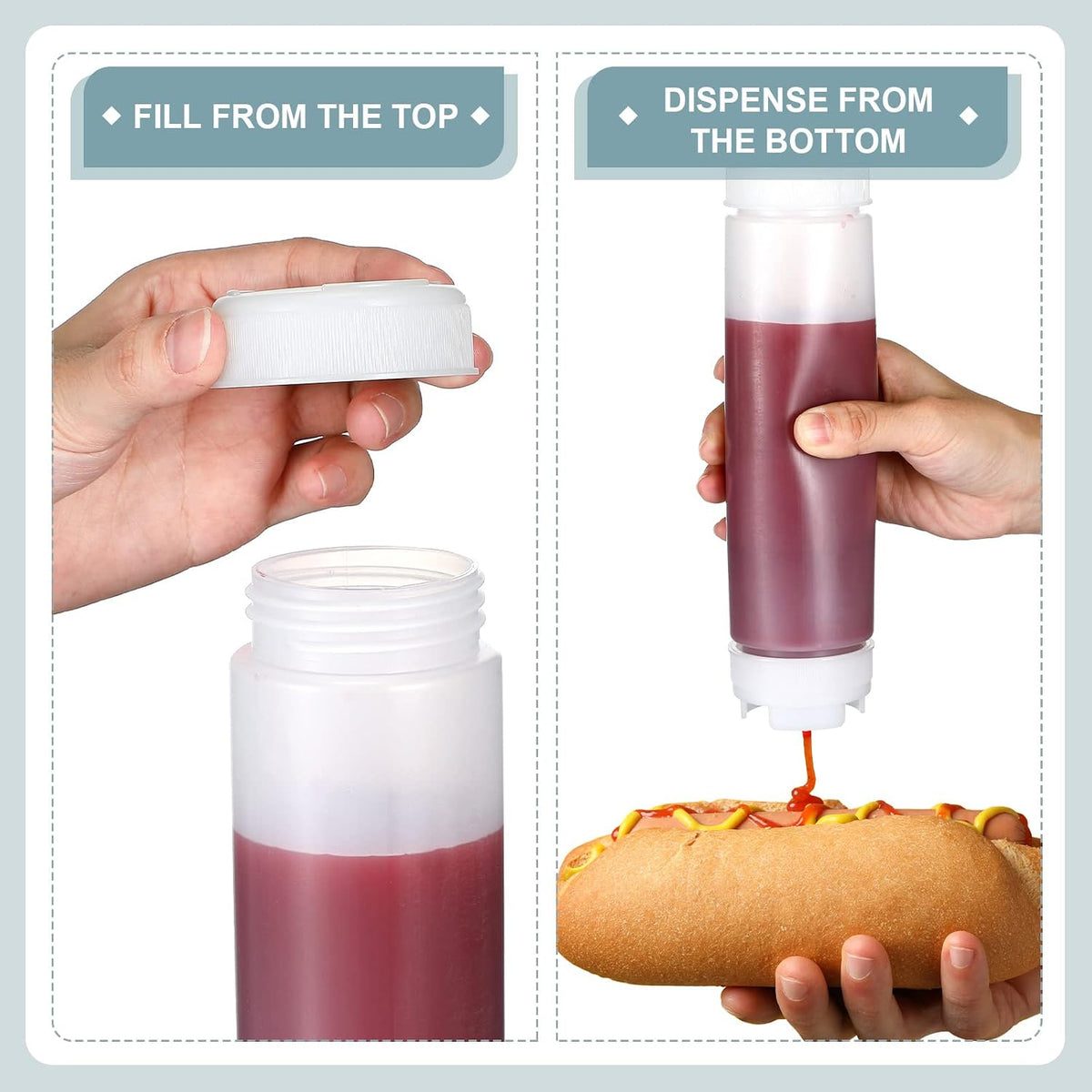 Sabary 3 Pcs 16 oz Inverted Condiment Squeeze Bottles for Sauces, Black