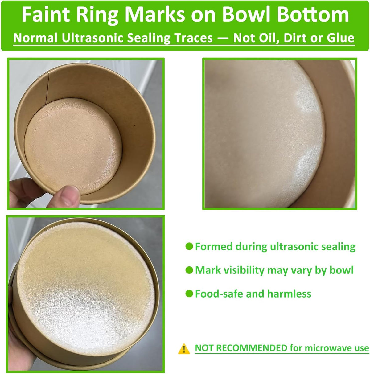 50 Sets 25oz Disposable Kraft Paper Bowls with Lids, Rectangle