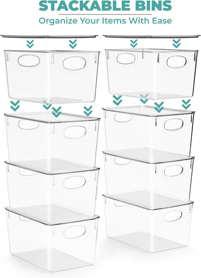 Sorbus 8-Pack Small Clear Plastic Storage Bins – Organizers for Kitchen, Pantry, Fridge, Cabinet & Refrigerator
