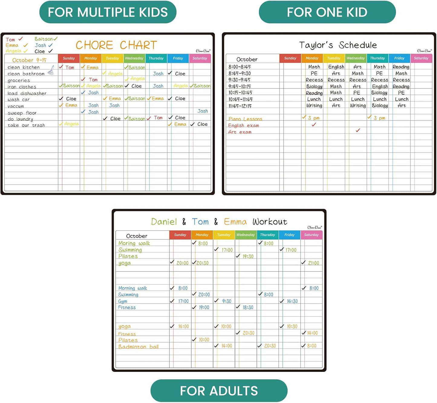 Magnetic Dry Erase List Board - 6.5"x8.5" Weekly, Daily, 2 List Boards for Fridge - 6 Extra Fine Point Markers Included - Shipped Flat