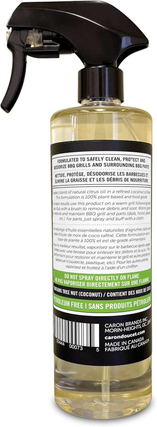 CARON & DOUCET - BBQ Grill Cleaner Oil | 100% Plant-Based & Vegan | Best for Cleaning Barbeque Grills & Grates | Use with Wooden Scrapers, Brushes, Accessories & Tools | Great Gift for Dad! (2X 8oz)