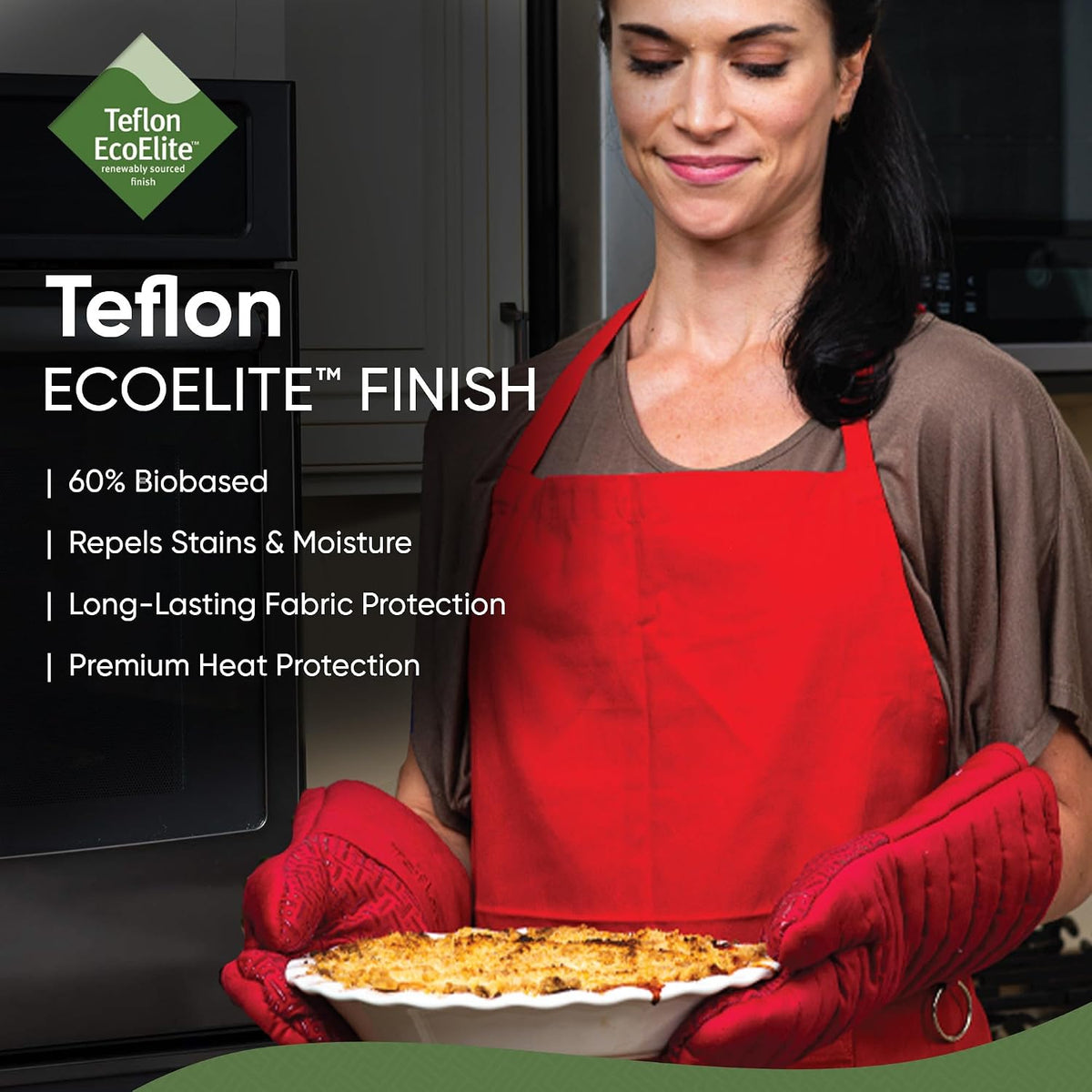 Xlnt Extra Long Oven Mitts (Black) | Teflon EcoElite Water Repellent | Heat Resistant for Oven Cooking, Grill & BBQ | Non Slip Gloves with Teflon EcoElite Finish, Cotton Lining & Hanging Loop