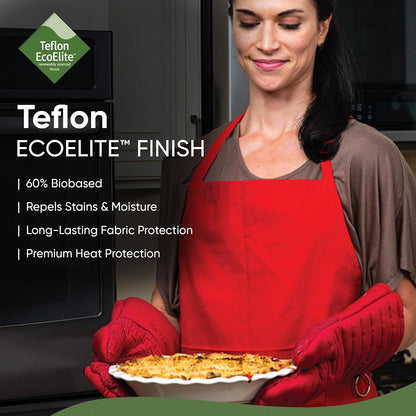 Xlnt Extra Long Oven Mitts (Black) | Teflon EcoElite Water Repellent | Heat Resistant for Oven Cooking, Grill & BBQ | Non Slip Gloves with Teflon EcoElite Finish, Cotton Lining & Hanging Loop