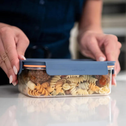 LocknLock LBF404RS5N Bisfree Modular Plus Food Storage Containers for Lunch, Meal Prep, Stackable, BPA-Free, Leakproof, Microwave, Dishwasher, Freezer-Safe, 10 Pieces, 5 Boxes and 5 Lids, Navy, 910ml