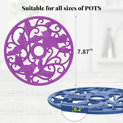 ME.FAN Silicone Trivet [3 Set] Trivet Mat - Fly Animals Hot Pads for Pots & Hot Dish - Insulated Flexible Durable Non Slip Large Coasters (Deep Gray)