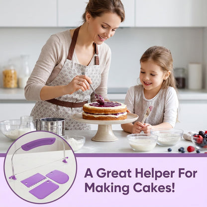 Adjustable Cake Leveler with 3 Cake Scrapers, 9 Height Cake Slicer