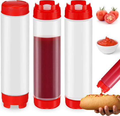 Sabary 3 Pcs 16 oz Inverted Condiment Squeeze Bottles for Sauces, Black