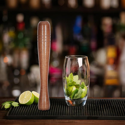 7.6" Brown Wooden Muddler for Cocktails – Durable Wood Ice Crusher – Stylish Wooden Mojito Muddler Bar Tool – Handy Cocktail Muddler- Perfect Masher Kitchen Tool for Garlic Avocado Herbs and Fruits