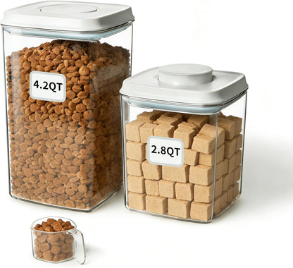 Ankou Dog Food Storage Container with 130ml Scoop – 4L/4.2qt Airtight Dog Food Container for Kibble & Treats, BPA-Free Cat Food Storage Container, Stackable Pop Lid Plastic Container with Lid