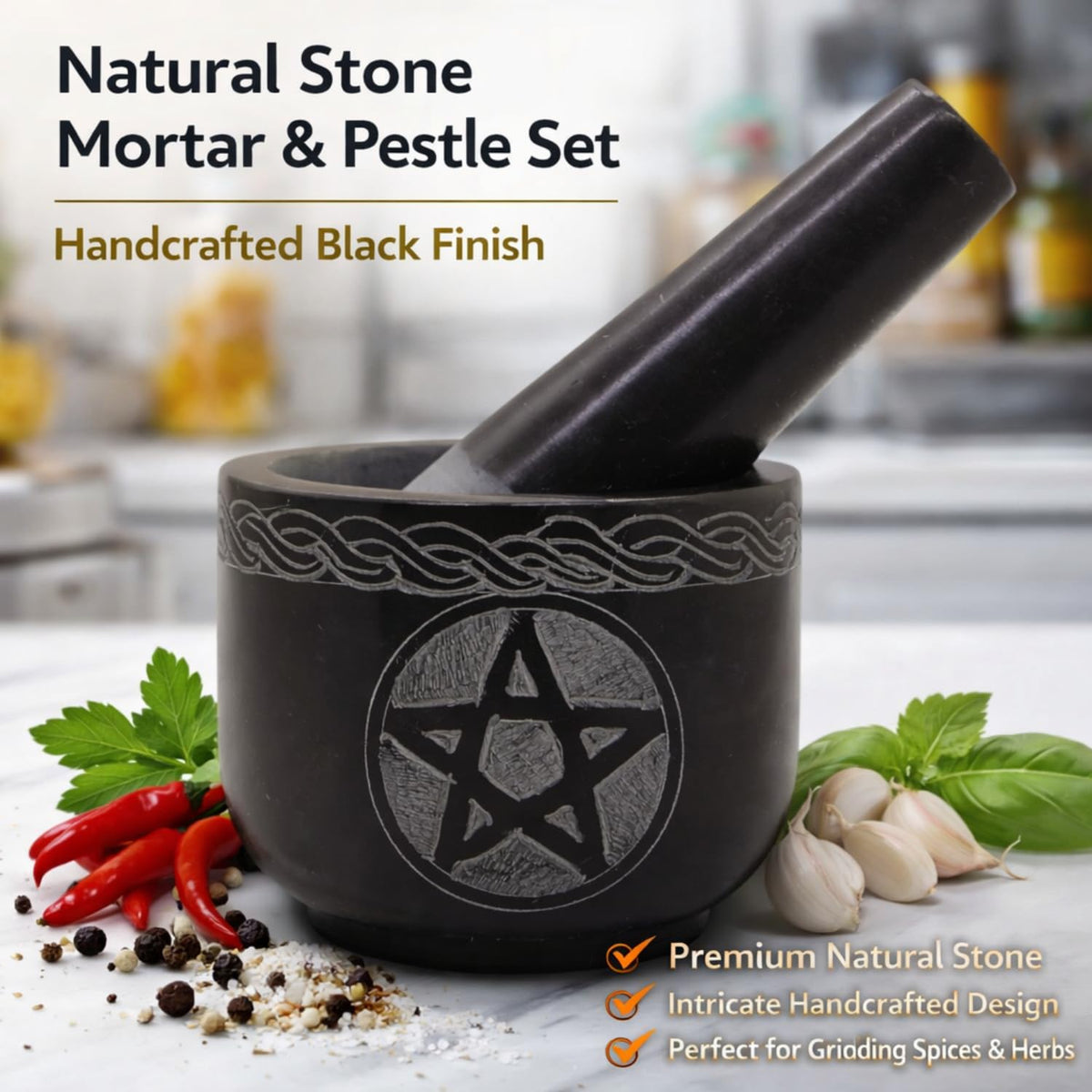 Mortar and Pestle Set, Black