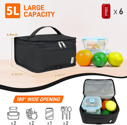 NOL Mini Insulated Lunch Bag for Women Men Kids | Small Leakproof Reusable Lunch Tote | Fits 6 Cans 330ml | Thermal Cooler for Work School Picnic Camping, Navy blue