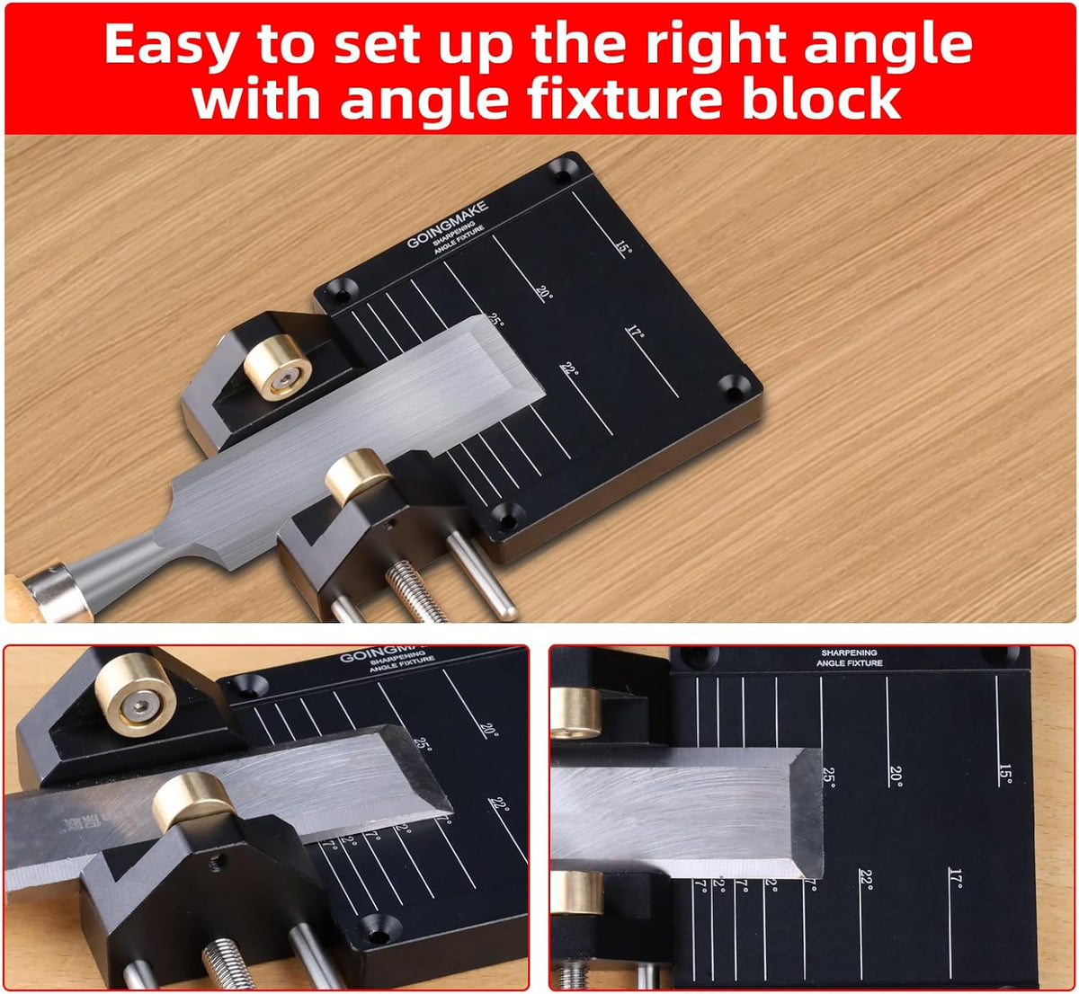 GOINGMAKE Honing Guide System Chisel Sharpening Kit for Woodworking Chisels and Planes 5/32" to 3" Chisel Sharpener Sharpening Holder Guide with Sharpening Angle Fixture, Angle Gauge and Storage Case