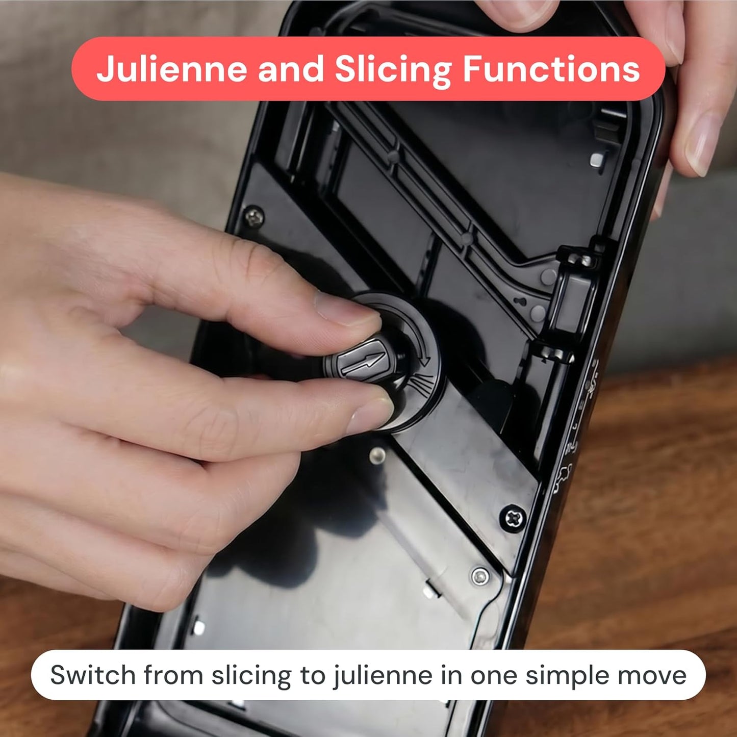 Fullstar 2-in-1 Handheld Mandoline Slicer for Kitchen - 4 Thickness Settings Vegetable Food Onion Slicer, Julienne Blade, Stainless Steel Guard, Easy to Use, Sharp Blades, Veggie Slicer & Fruit Cutter