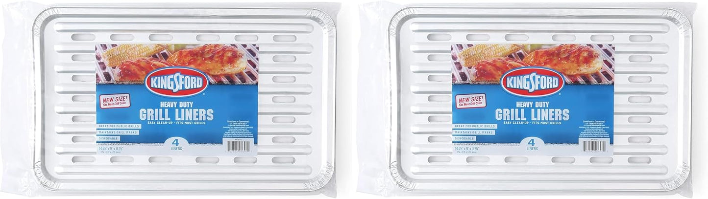 Kingsford Extra Tough Aluminum Grill Liners, Disposable Foil Grill Toppers for Outdoor Grills, Helps Keep Food and Sauce from Falling Through Grates, 16 x 11.75 in, 14 Count