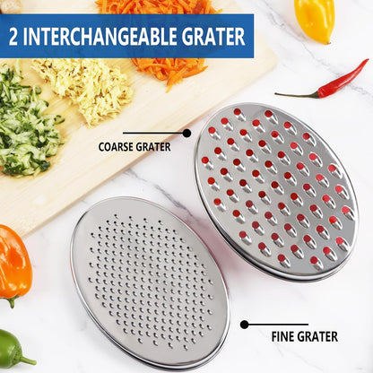 Cheese Grater Citrus Lemon Zester with Food Storage Container & Lid - Perfect For Hard Parmesan Or Soft Cheddar Cheeses, Ginger, Vegetables, Butter, Chocolate & Nutmeg (White)