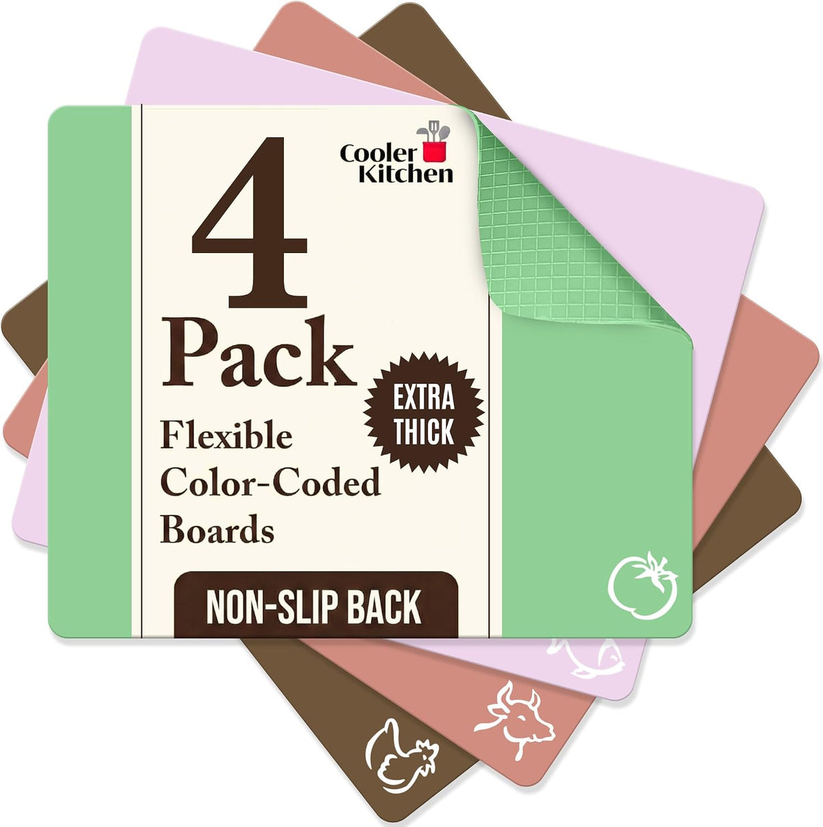 Plastic Cutting Boards for Kitchen, Flexible Mat Thick Large 15x12