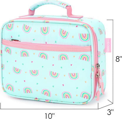 mibasies Kids Lunch Box for Girls Toddler, Insulated and Reusable Lunch Bag for School, Pink Rainbow
