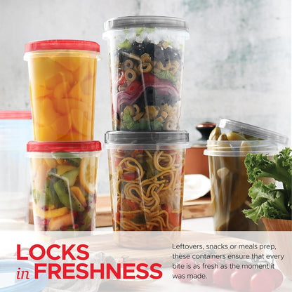 Tafura 10 Pack Leakproof Freezer Containers for Food with Twist Top Lids - 32 Oz BPA Free Reusable Plastic Soup Containers with Screw On Lids - Ideal for Meal Prep, Leftovers & Pantry Organization
