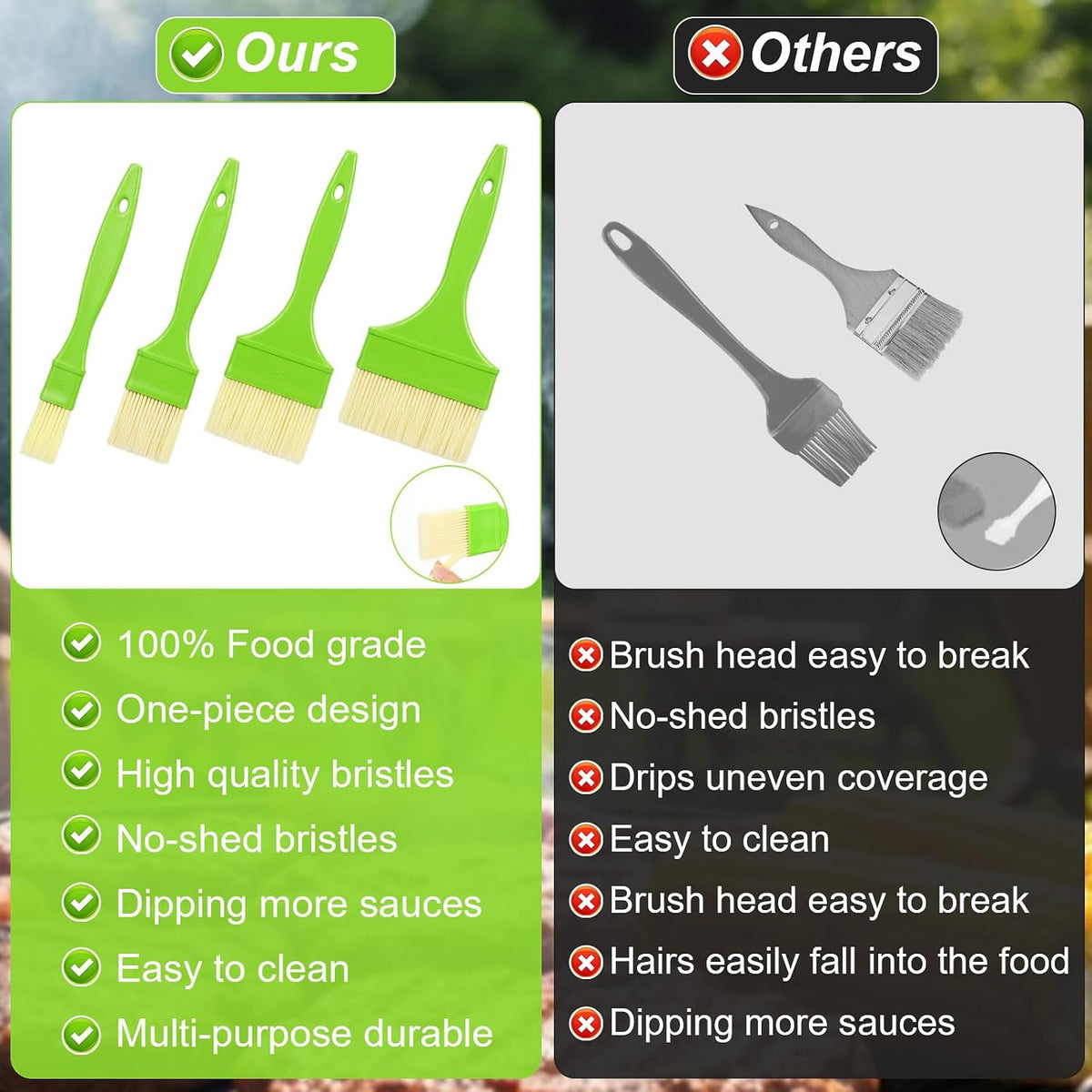 4 Pcs Pastry Brush Set, Basting Brushes for Cooking and Baking, Nylon Bristles Cooking Brush, Marinade and Kitchen Brushes for Butter, Oil, BBQ, Sauce, 4 Sizes