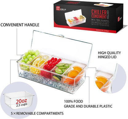 INNOVATIVE LIFE High-end Veggie Fruit Tray with Lid, Ice Chilled Vegetable Serving Platter with Ice Tray on Bottom, Perfect for Entertaining, Parties and Buffet, Clear