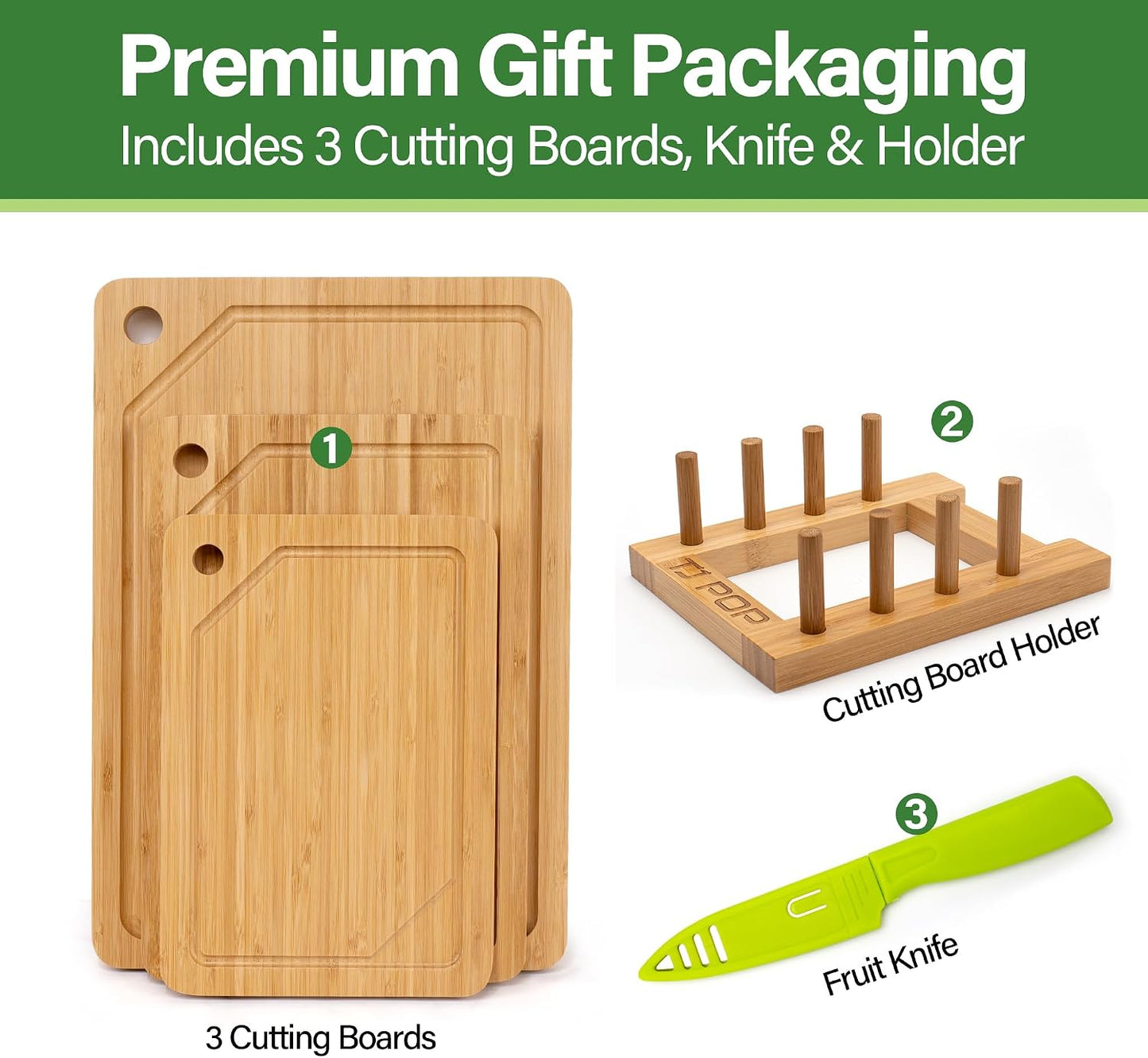Wood Cutting Board Set of 4, Wooden Chopping Boards with Food Icons for Kitchen, Charcuterie Board for Meat, Vegetables, Fruits, Cheese