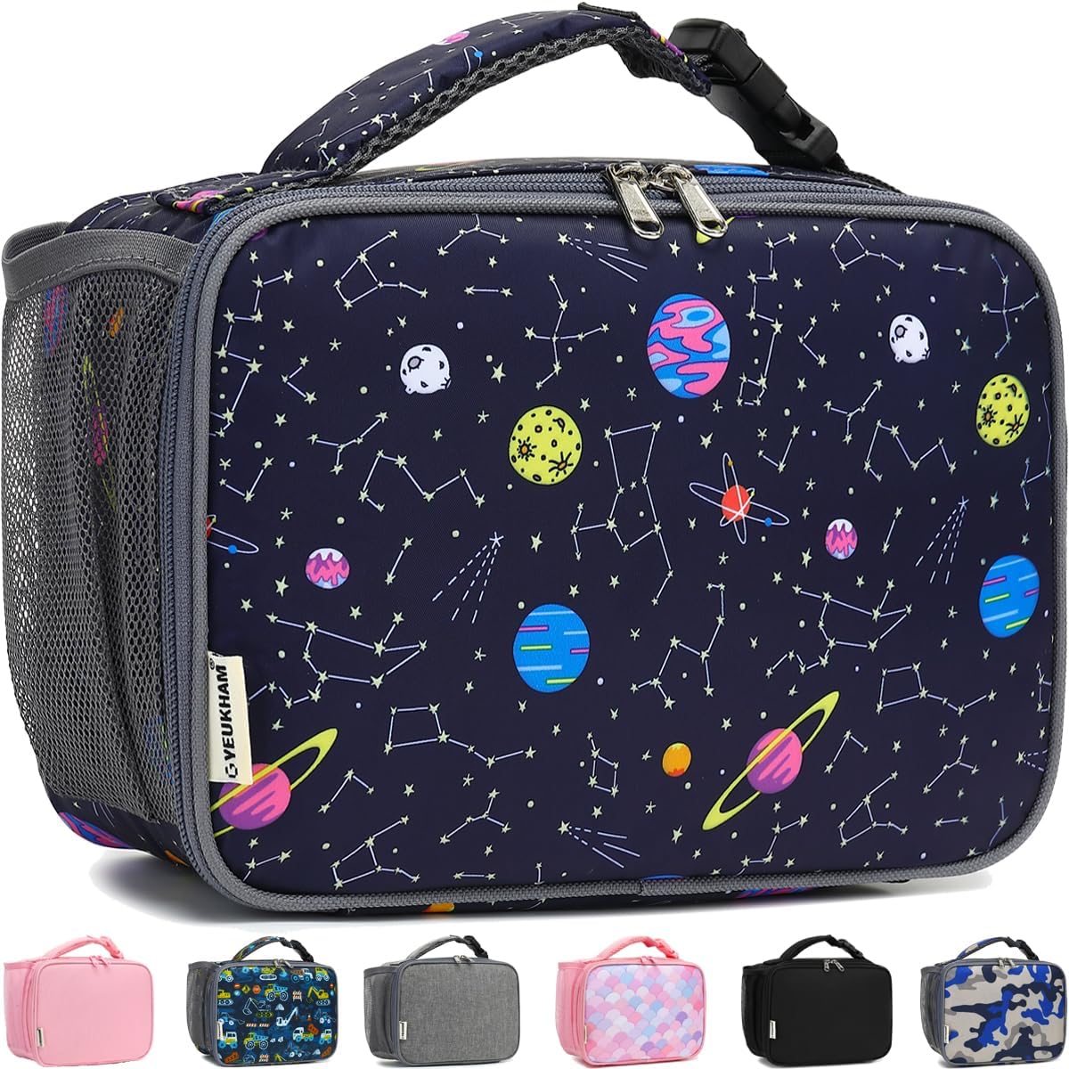 GYEUKHAM Insulated Lunch Box for School, Thermal Reusable Durable Freezable Lunch Bags for Kids Boys Girls Men Women - Small Soft Cooler Portable Lunch Tote Kit for Work Picnic Travel,Black