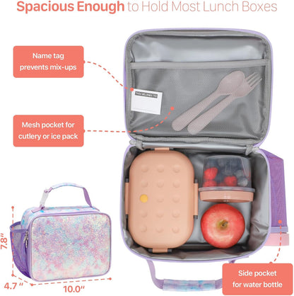 Kids Lunch Bag Boys - Insulated Kids Lunch Box Reusable Lunchbox with Water Bottle Holder Toddler Lunch Tote Bag for School Daycare, Black Dino Fossil