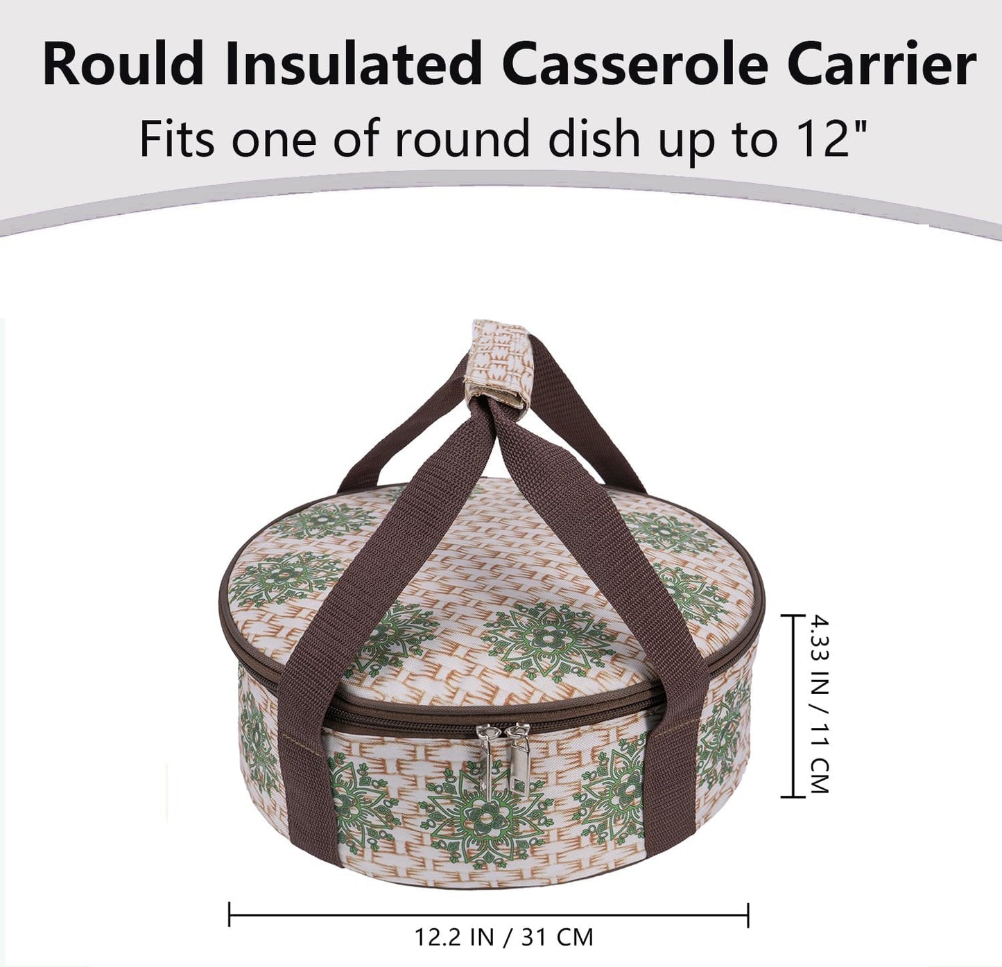 Round Insulated Pie Carrier – Thermal Portable Lunch Transport Cheesecake Cake Dish Container Bag Keep Food Hot/Cold/Fresh for Potlucks Parties Gathering/Cookouts/Church Dinner/Outdoor Events-Red