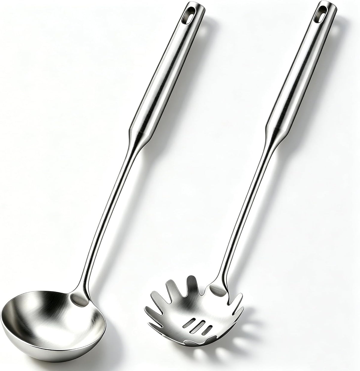 304 Stainless Steel Soup Ladle, Large Ladle with Long Hollow Handle, for Cooking, Stirring, Soup, Sauce, Dishwasher Safe (1, Soup Ladle)